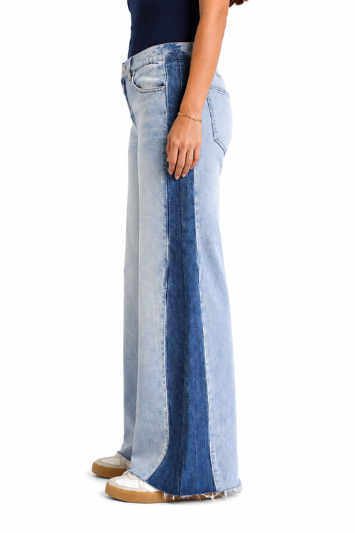 1822 Denim - 34''Tall Mid Rise Two-Tone Wide Leg Jean