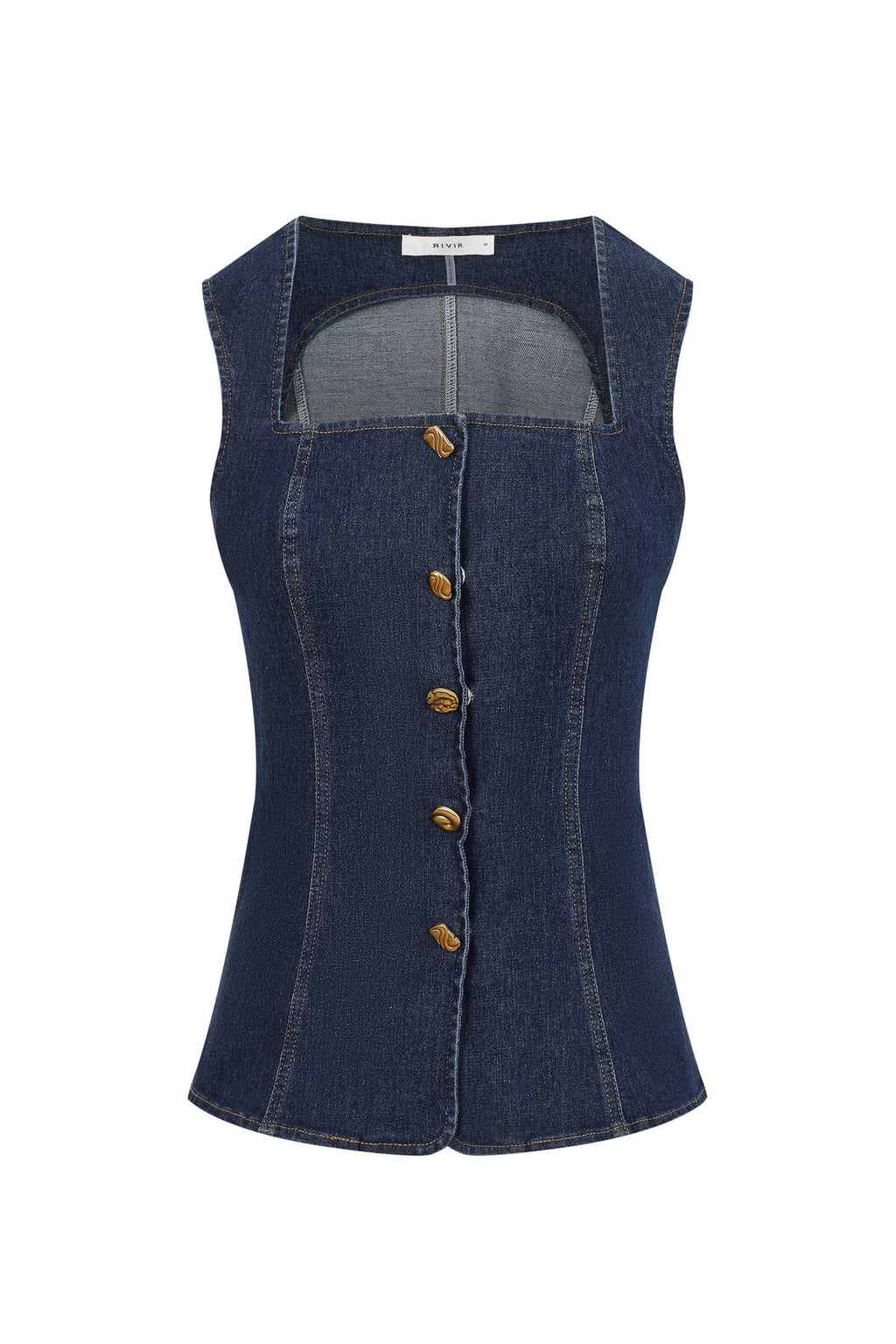 Sleeveless Buttoned Denim Top