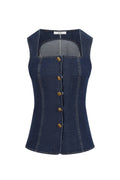 Sleeveless Buttoned Denim Top