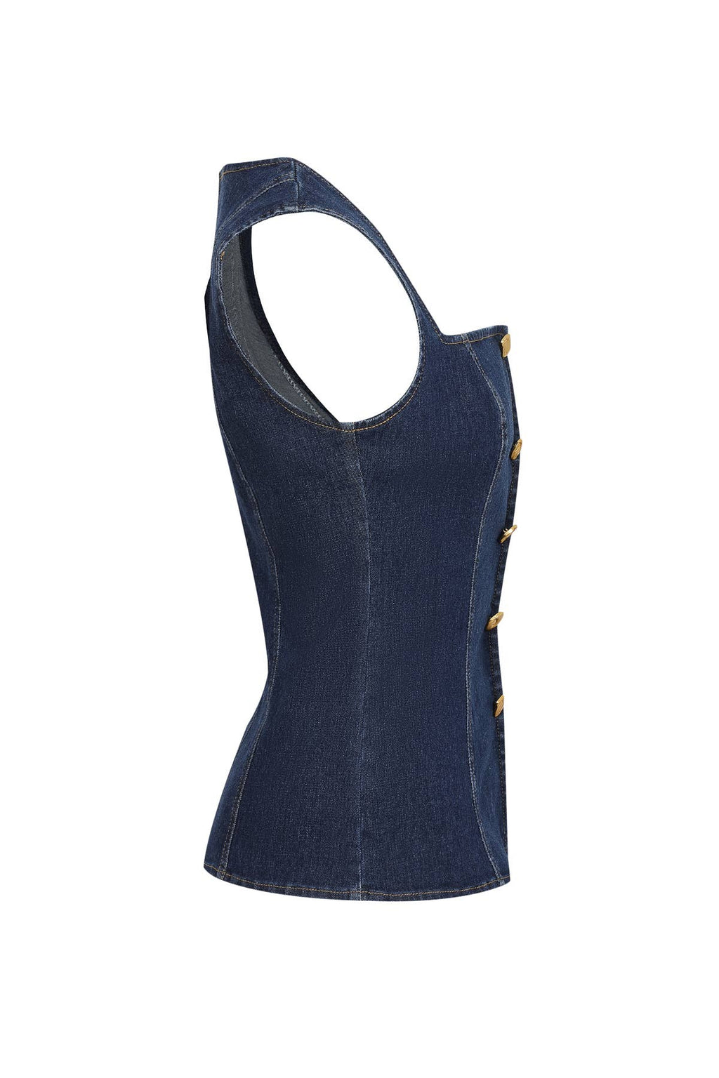 Sleeveless Buttoned Denim Top