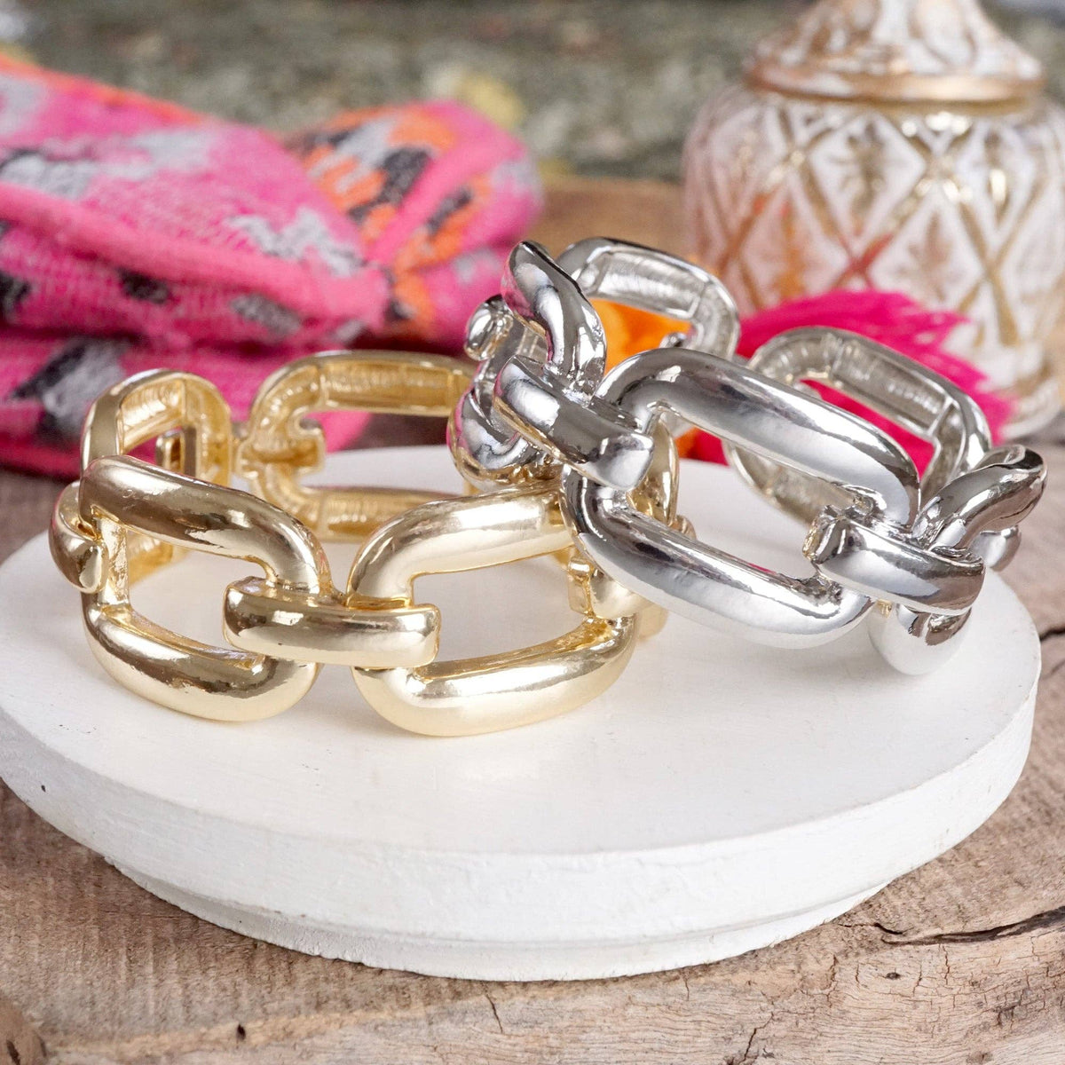 Chunky Chain Statement Stretchy Bangle Bracelet